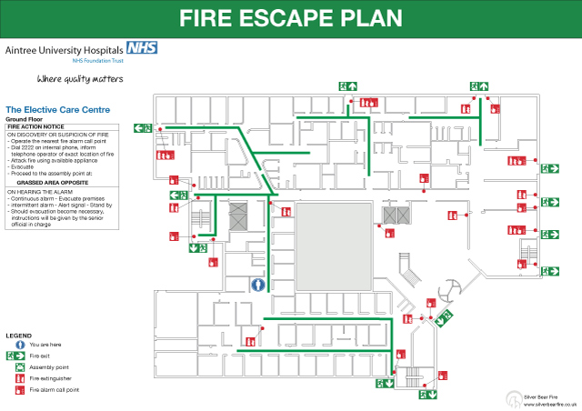 Hospital NHS Fire evacuation escape plan